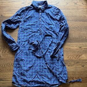 Faherty Blue Red plaid Shirt Dress with belt